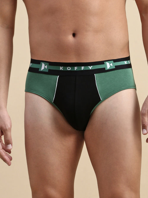 Cotton Modal Foliage Green Colorblocked Brief