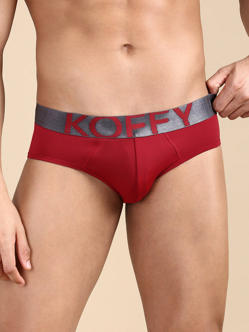 Tactel Microfiber Maroon Solid Brief