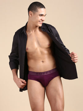 Cotton Lycra Purple Solid Brief