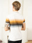 Supremely Soft 100% Premium Cotton Engineered Stripe Polo T-Shirt - White/Yellow/Black