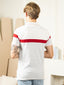 Supremely Soft 100% Premium Cotton Engineered Stripe Polo T-Shirt - White/Red