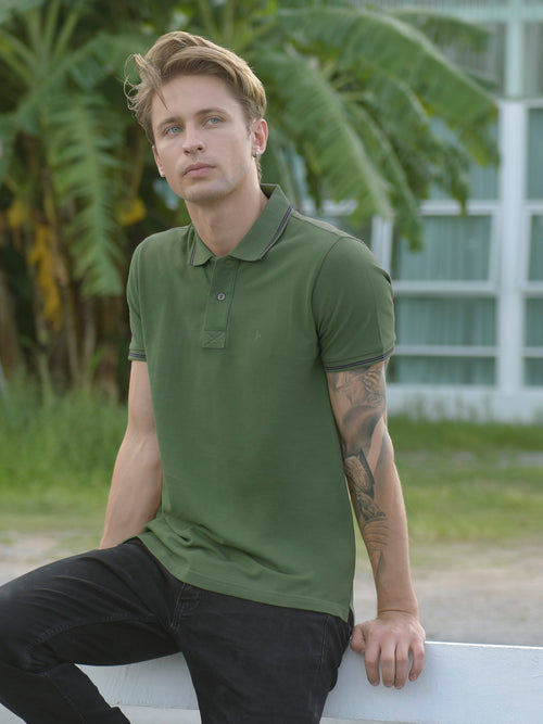 100% Cotton (Double Pique Knit) Cactus Green Shirt