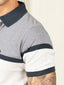 Supremely Soft 100% Premium Cotton Engineered Stripe Polo T-Shirt - White/Grey