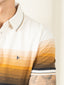 Supremely Soft 100% Premium Cotton Engineered Stripe Polo T-Shirt - White/Yellow/Black