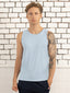 100% Pima Cotton Round Neck Sky Blue Sleeveless Tank top