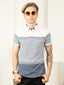 Supremely Soft 100% Premium Cotton Engineered Stripe Polo T-Shirt - White/Blue/Grey