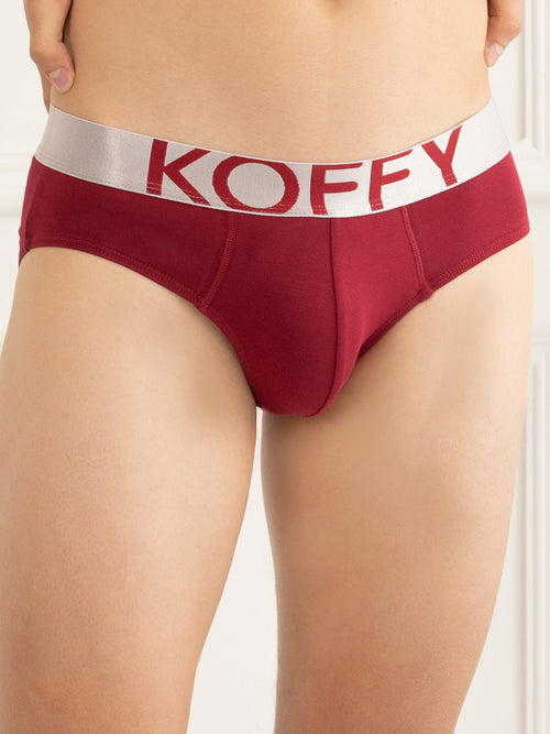 Flexisoft Red Dahila Cotton Lycra Solid Brief