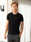 100% Pima Cotton Round Neck Black T-Shirt