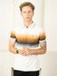 Supremely Soft 100% Premium Cotton Engineered Stripe Polo T-Shirt - White/Yellow/Black