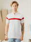 Supremely Soft 100% Premium Cotton Engineered Stripe Polo T-Shirt - White/Red