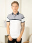 Supremely Soft 100% Premium Cotton Engineered Stripe Polo T-Shirt - White/Grey