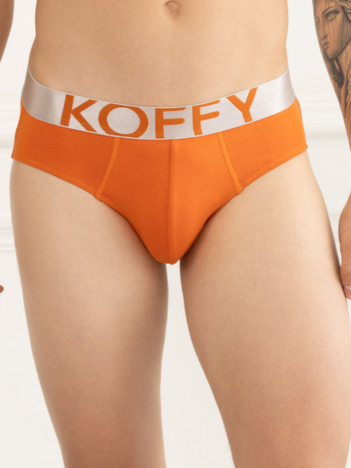 Flexisoft Burnt Orange Cotton Lycra Solid Brief