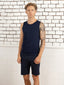 100% Pima Cotton Round Neck Navy Sleeveless Tank top