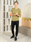 Bio Washed 100% Super Soft Cotton Round Neck Tee - Olive