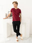 100% Pima Cotton Foam Soft Perennial V-Neck Tee - Maroon