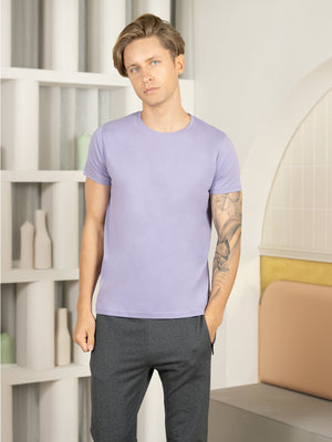 Bio Washed 100% Super Soft Cotton Round Neck Tee - Purple