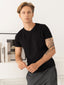 100% Pima Cotton Foam Soft Perennial V-Neck Tee - Black