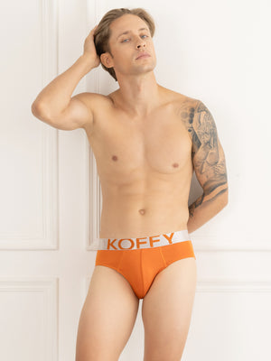 Flexisoft Burnt Orange Cotton Lycra Solid Brief