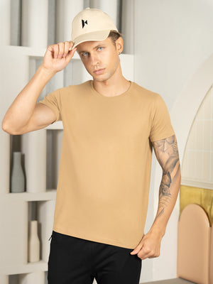 Bio Washed 100% Super Soft Cotton Round Neck Tee - Brown