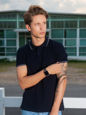 100% Cotton (Double Pique Knit) Navy Shirt