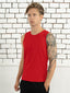 100% Pima Cotton Round Neck Red Sleeveless Tank top