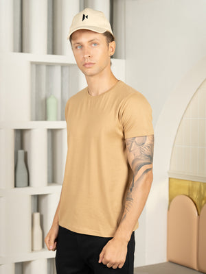 Bio Washed 100% Super Soft Cotton Round Neck Tee - Brown