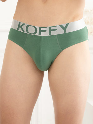 Flexisoft Foliage Green Cotton Lycra Solid Brief