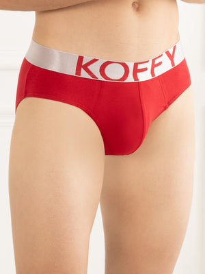 Flexisoft Flame Scarlet Cotton Lycra Solid Brief