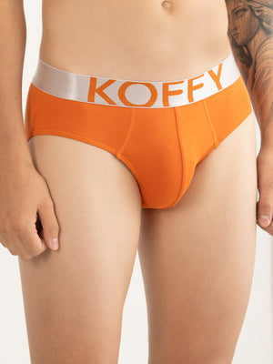 Flexisoft Burnt Orange Cotton Lycra Solid Brief