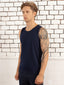 100% Pima Cotton Round Neck Navy Sleeveless Tank top