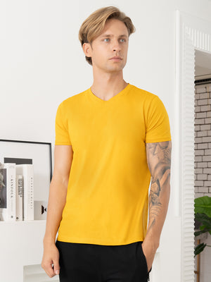 100% Pima Cotton Foam Soft Perennial V-Neck Tee - Mustard