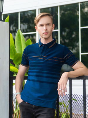 Smart Stripe Navy Polo Shirts