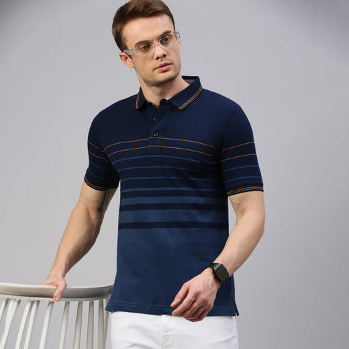 Smart Stripe Navy Polo Shirts