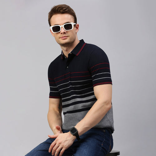 Smart Stripe Dark Navy Polo Shirts