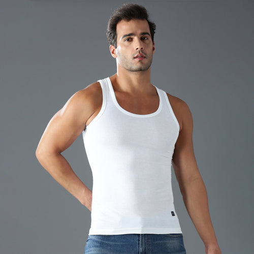 Cotton Modal White Vest