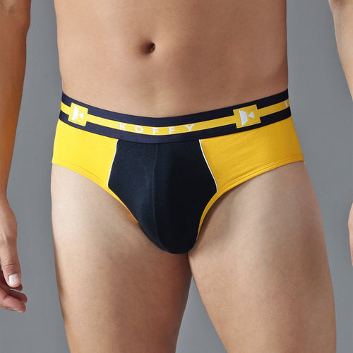 Cotton Modal Yellow Colorblocked Brief