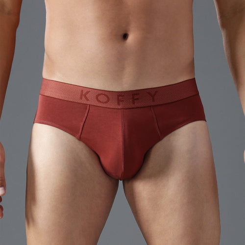 Cotton Lycra Rust Solid Brief