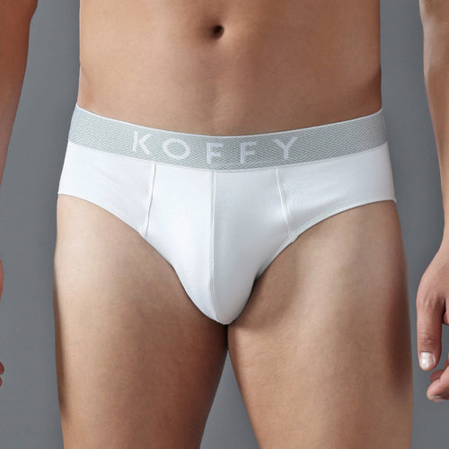 Cotton Lycra White Solid Brief